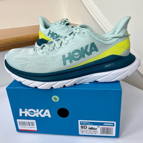 NWT Hoka Mach 4 Running Shoes in Blue Glass / Evening Primrose , Hoka One - Picture 13 of 17